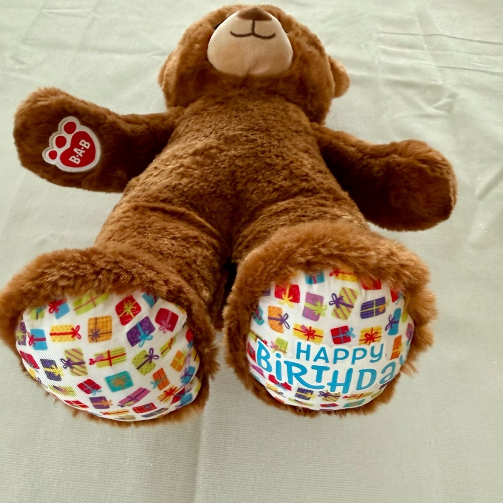 Build a Bear Workshop Happy Birthday Bear Plush Brown Teddy - Picture 2 of 8